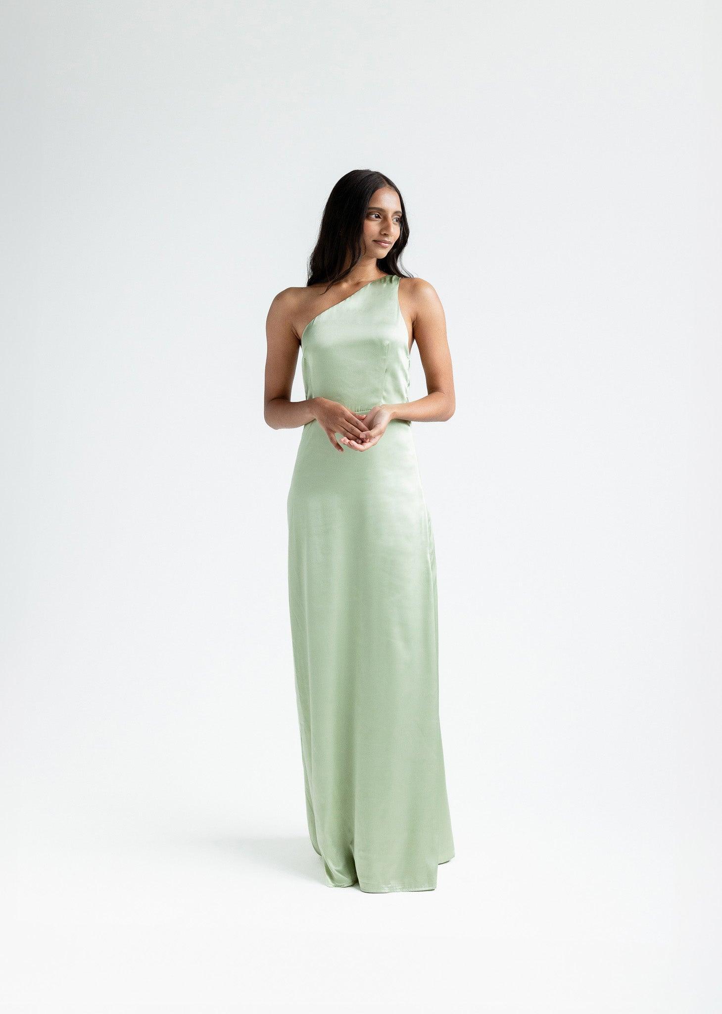 Green One Shoulder Bridesmaid Dresses - Asymmetrical Bridesmaid Dresses