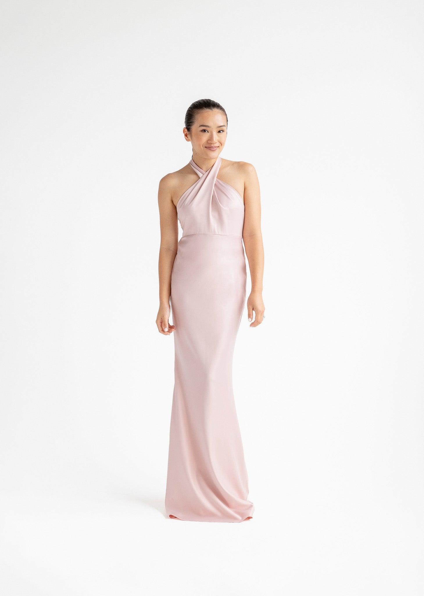 Pink Halter Neck Bridesmaid Dresses
