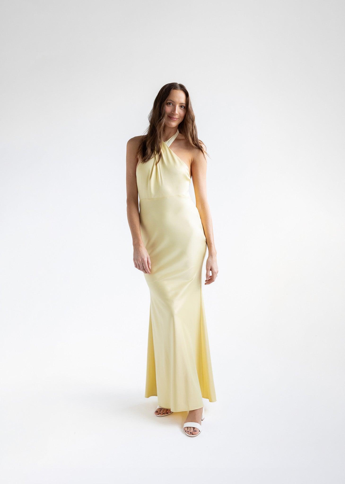 Yellow Halter Neck Bridesmaid Dresses