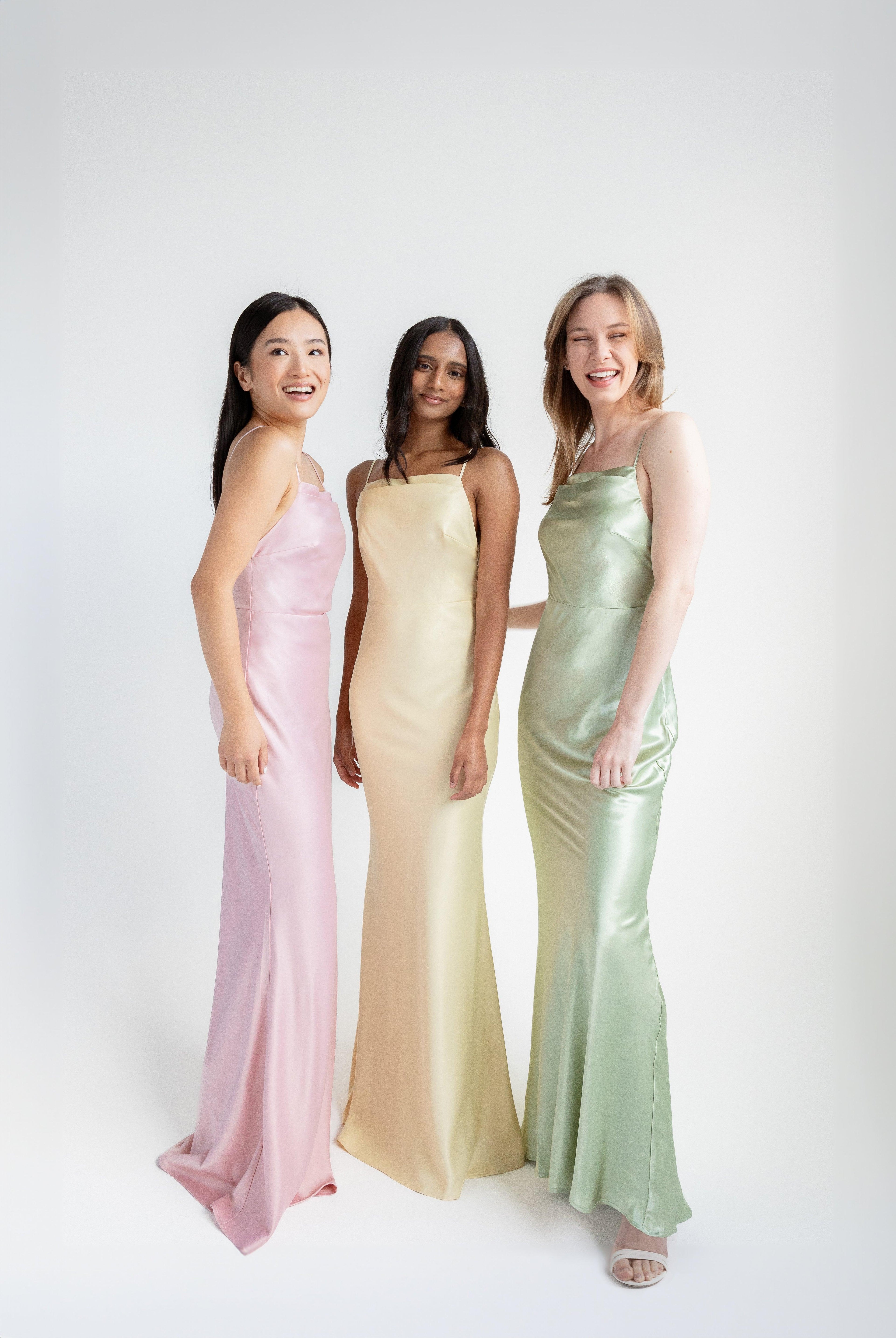 satin square neck tank bridesmaid dress Satin Square Neck Tank Bridesmaid Dress