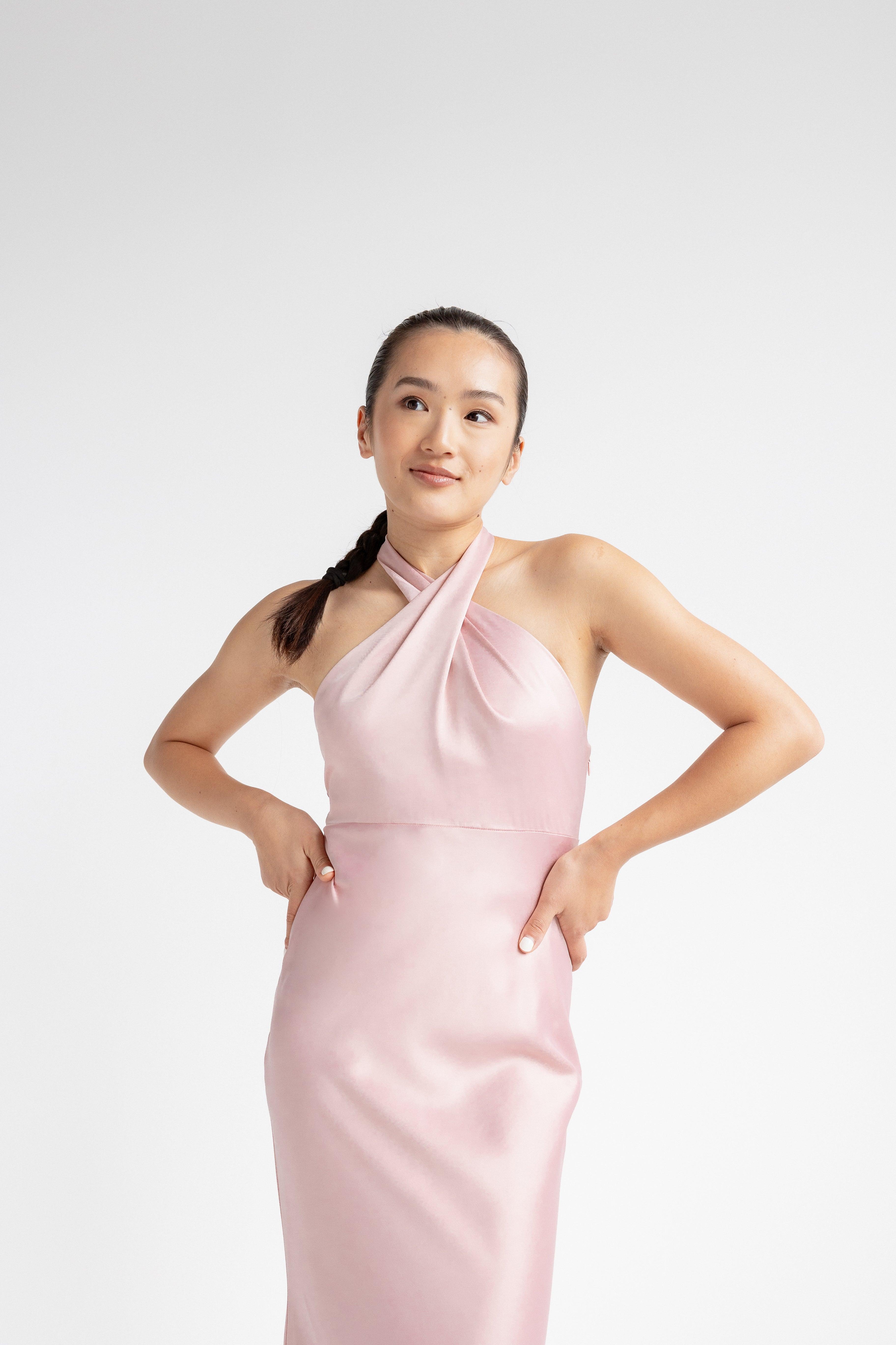 blush halter bridesmaid dress After Six Blush Halter Bridesmaid Dresses