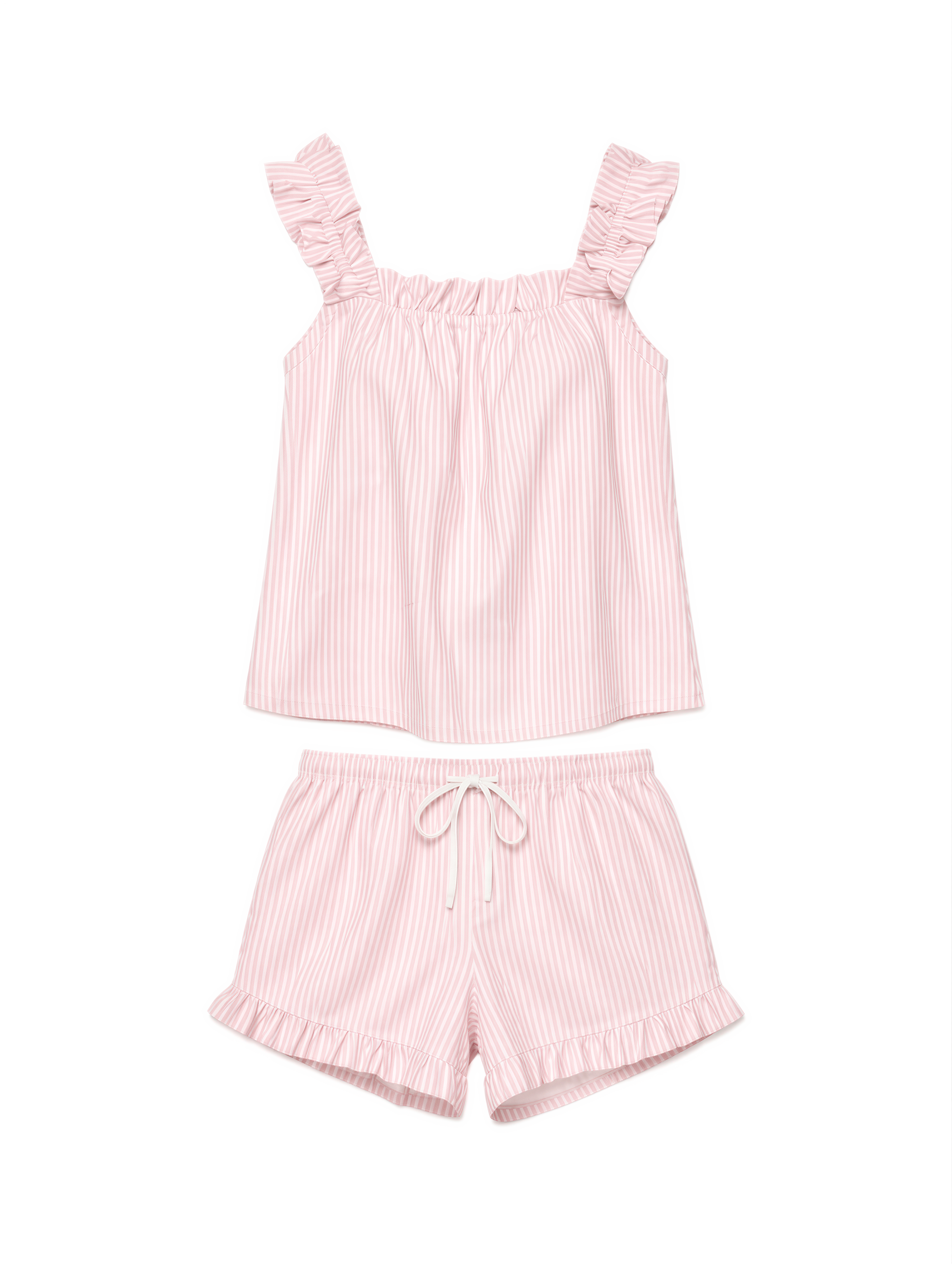 Ruffle Pyjama Set in Pink Stripe