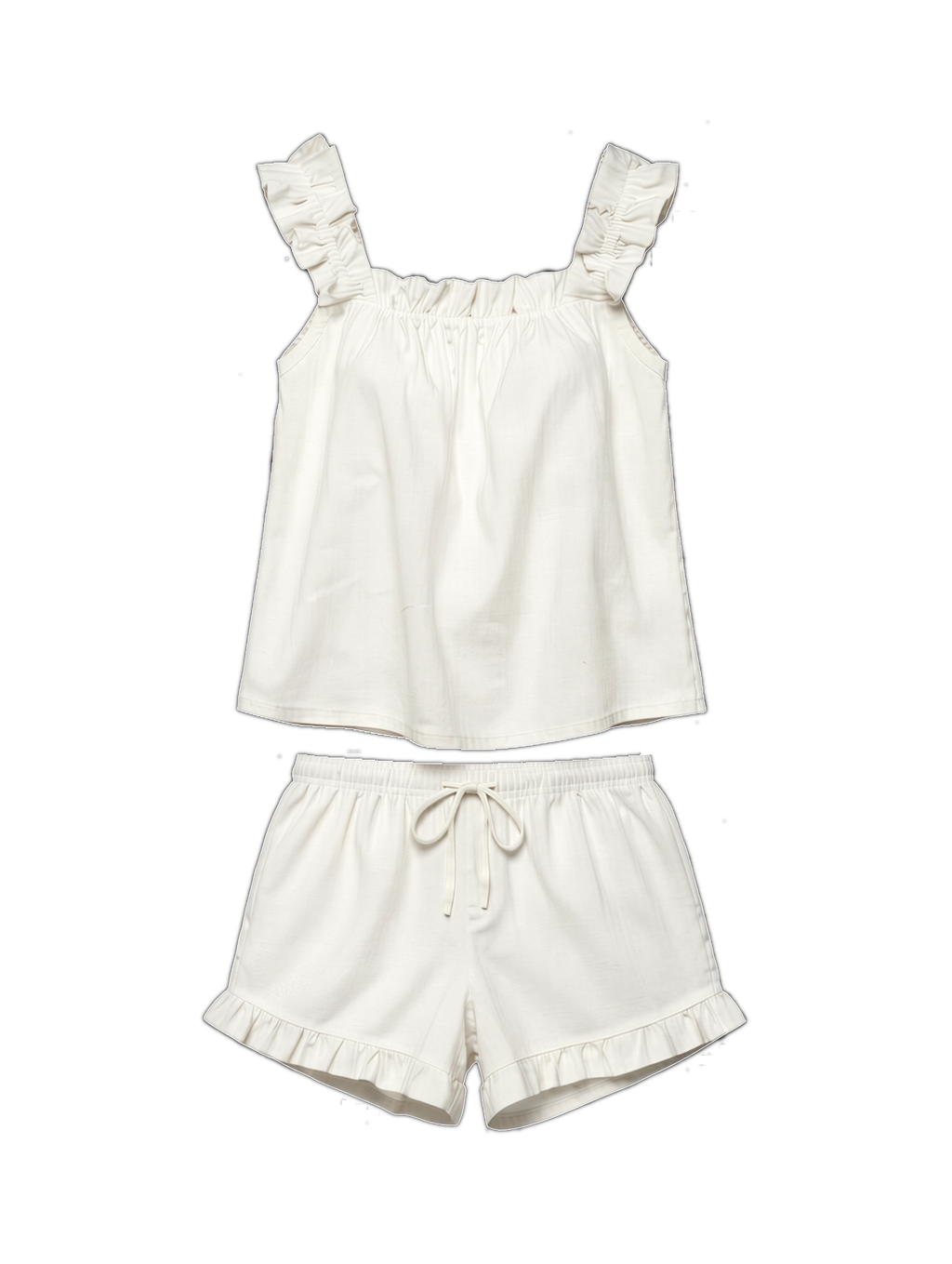 Ruffle Pyjama Set in White